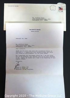 Signed Thank You Letter from James Baker, White House Chief of Staff; 1981.  US Presidential Political Memorabilia