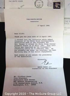 Collection of Presidential Correspondence from "Cap" Weinberger, Ed Meese III and James Brady.  US Presidential Political Memorabilia
