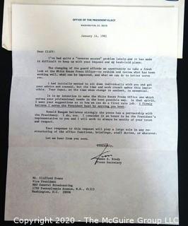 Collection of Presidential Correspondence from "Cap" Weinberger, Ed Meese III and James Brady.  US Presidential Political Memorabilia
