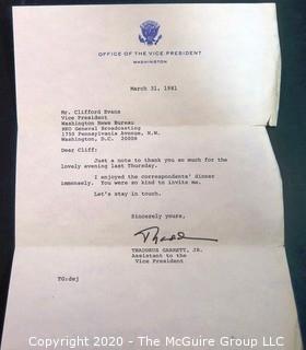 Collection of Presidential Correspondence including Larry Speakes and Lou Gehig.  US Presidential Political Memorabilia
