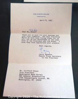 Collection of Presidential Correspondence including Larry Speakes and Lou Gehig.  US Presidential Political Memorabilia
