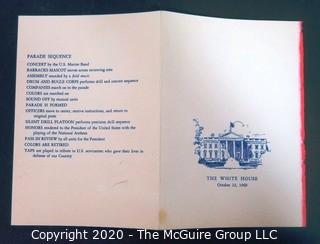 1969 White House Program for US Marine Corp Evening Parade at the Marine Barracks.