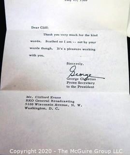 Correspondence to Clifford Evans from White House Officials George Christian, Ron Nesson, Ron Zeigler and Marvin Watson.  US Presidential Political Memorabilia