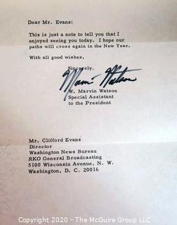 Correspondence to Clifford Evans from White House Officials George Christian, Ron Nesson, Ron Zeigler and Marvin Watson.  US Presidential Political Memorabilia