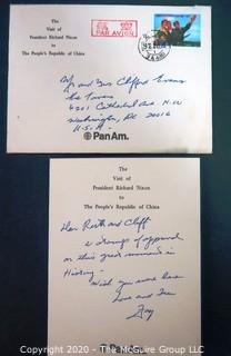 Letter to Cliff and Ruth Evans from friend on special Pan Am letterhead re The Historic Visit of President Richard Nixon to The People's Republic of China; 1972.  US Presidential Political Memorabilia