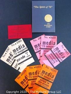 Several sets of Media Tickets and Official Guide for the 1973 Inaugural of President Richard Nixon.  US Presidential Political Memorabilia
