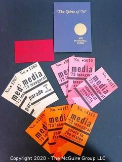 Several sets of Media Tickets and Official Guide for the 1973 Inaugural of President Richard Nixon.  US Presidential Political Memorabilia
