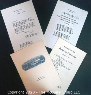 Correspondence & 1973 Reagan Inaugural Program.  US Presidential Political Memorabilia