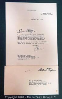 Signed 1976 Letter from Richard Nixon on his personal stationary to Clifford Evans.  US Presidential Political Memorabilia