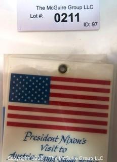 1974 Press Pass and Air Force One Boarding Card for President Richard Nixon's Visit to Austria, Egypt & Middle East.  US Presidential Political Memorabilia