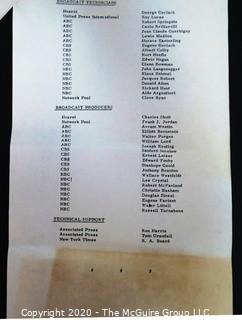 1972 Press Pass and Trip Attendee List for President Richard Nixon's Visit to Austria, USSR, Iran & Poland.  US Presidential Political Memorabilia
