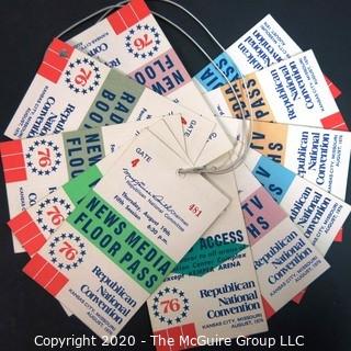 Set of 1976 Republican National Convention (RNC) Media and Floor Passes.  US Presidential Political Memorabilia
