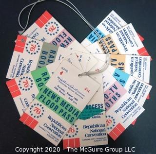 Set of 1976 Republican National Convention (RNC) Media and Floor Passes.  US Presidential Political Memorabilia
