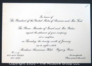 The Prime Minister of Israel and Mrs. Rabin Invite to Cliff and Ruth Evans to a Reception Honoring President Ford and the First Lady   