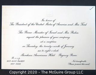 The Prime Minister of Israel and Mrs. Rabin Invite to Cliff and Ruth Evans to a Reception Honoring President Ford and the First Lady   