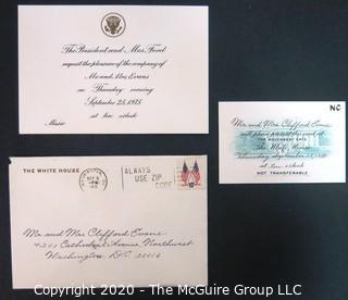 1975 Invitation to White House Dinner with President Ford and the First Lady, with Entrance Cards and Envelope.  US Presidential Political Memorabilia
