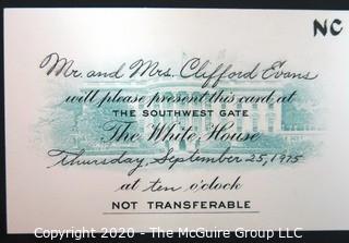 1975 Invitation to White House Dinner with President Ford and the First Lady, with Entrance Cards and Envelope.  US Presidential Political Memorabilia
