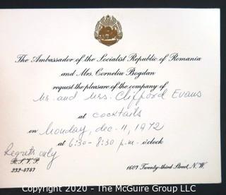 Invitations for Dinners Held During President Richard Nixon's Trip to Russia, 1972
