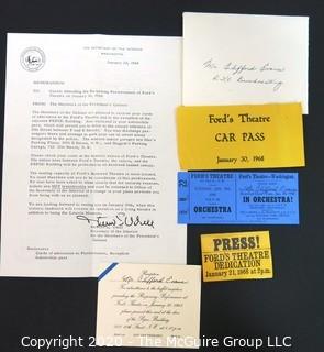 1968 Invite to Reopening of Ford's Theatre; Washington DC.