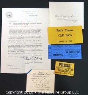 1968 Invite to Reopening of Ford's Theatre; Washington DC.