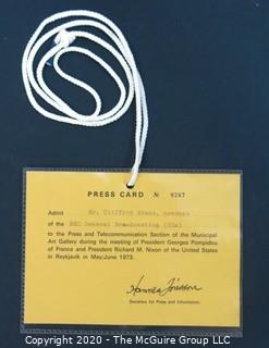 Presidential Press Pass Issued to Clifford Evans; Reykjavik, Iceland, for Summit between French President Pompidou and President Nixon; 1973