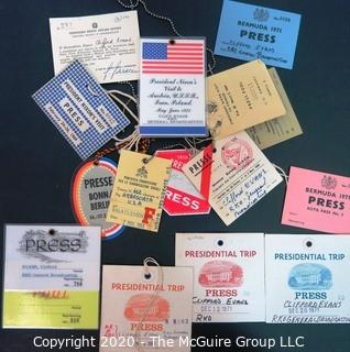 Collection of Presidential Press Passes Issued to Clifford Evans; Presidency of Richard Nixon.  US Presidential Political Memorabilia