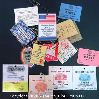 Collection of Presidential Press Passes Issued to Clifford Evans; Presidency of Richard Nixon.  US Presidential Political Memorabilia