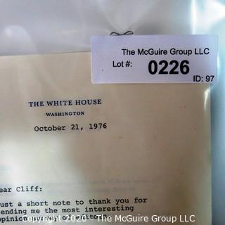 White House Correspondence to Clifford Evans during the Presidency of Gerald R. Ford.  US Presidential Political Memorabilia