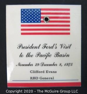 Press Pass for President Ford's Visit to the Pacific Basin 1975 and Correspondence with Press Secretary at the White House.  US Presidential Political Memorabilia