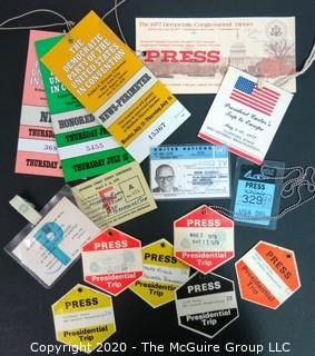 Collection of Presidential Press and Identification Badges; late 1970's
