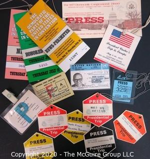 Collection of Presidential Press and Identification Badges; late 1970's
