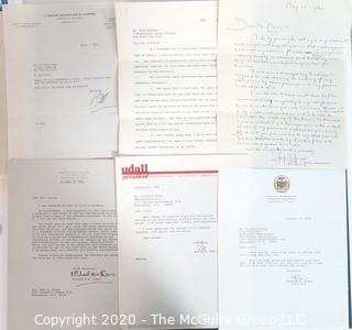 Correspondence addressed to Clifford Evans from a wide range of people including Jerry Parr, Mike Evans, Mo Udall, E B White, William O'Dwyer, George Wallace, Hodding Carter III, Earl Cox and Geraldine Rhoads.  