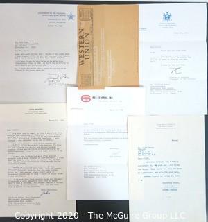 Memorabilia: U.S. Political: Correspondence to Clifford Evans from Edith Halpert, Mark McCloskey, J. John Fox, Ron Zeigler, William P. Rogers, Tim Russert, John Winters, Edward Brooke, Jane Adams, Mark Bodden, Ann McFadden, Adlai Stevenson, Thomas Stokes, Abe Beane, Jerimiah O' Leary, William Loeb, Lyn Nofziger, Ben Bradlee, Justice William O. Douglas, Larry O'Brien, Robert Strauss, David Broder, Max Frankel, Herb Kaplow, Frank Farenkoff, Rowland Evans, Art Buchwald and Abe Rosenthal.   