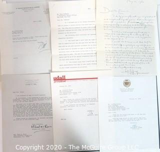 Memorabilia: U.S. Political: Correspondence to Clifford Evans from Edith Halpert, Mark McCloskey, J. John Fox, Ron Zeigler, William P. Rogers, Tim Russert, John Winters, Edward Brooke, Jane Adams, Mark Bodden, Ann McFadden, Adlai Stevenson, Thomas Stokes, Abe Beane, Jerimiah O' Leary, William Loeb, Lyn Nofziger, Ben Bradlee, Justice William O. Douglas, Larry O'Brien, Robert Strauss, David Broder, Max Frankel, Herb Kaplow, Frank Farenkoff, Rowland Evans, Art Buchwald and Abe Rosenthal.   