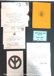 Collection of ephemera including ticket to Burial of Senator Robert F. Kennedy; Arlington National Cemetery. Political Memorabilia.