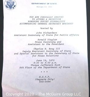 Collection of ephemera including official U.S. government invitations.  Political Memorabilia.