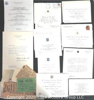 Collection of ephemera including official U.S. government invitations.  Political Memorabilia.