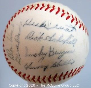 1960 Pittsburgh Pirates Souvenir Team Baseball, sold at stadium. See list of signatures. From collection of Clifford Evans. 