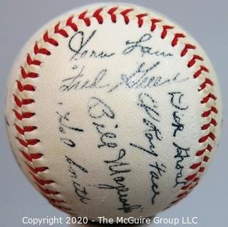 1960 Pittsburgh Pirates Souvenir Team Baseball, sold at stadium. See list of signatures. From collection of Clifford Evans. 