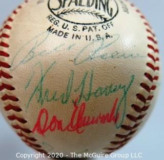 Signed 1956 Official All Star National League Ball, All Star Game. Spalding.:Williams, Aaron, Musial, Spahn, Drysdale,+++ from collection of Clifford Evans (period piece, excellent condition).