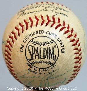 Signed 1956 Official All Star National League Ball, All Star Game. Spalding.:Williams, Aaron, Musial, Spahn, Drysdale,+++ from collection of Clifford Evans (period piece, excellent condition).