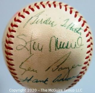 Signed 1956 Official All Star National League Ball, All Star Game. Spalding.:Williams, Aaron, Musial, Spahn, Drysdale,+++ from collection of Clifford Evans (period piece, excellent condition).