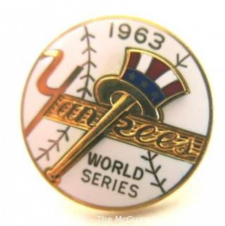 New York Yankees 1963 World Series Press Pin. Sports Baseball Memorabilia. (from the personal collection of Clifford Evans, journalist)