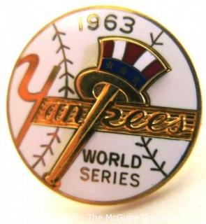 New York Yankees 1963 World Series Press Pin. Sports Baseball Memorabilia. (from the personal collection of Clifford Evans, journalist)