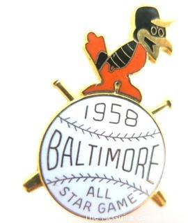 1958 Baltimore Orioles All Star Game Press Pin. Sports Baseball Memorabilia. (from the personal collection of Clifford Evans, journalist)