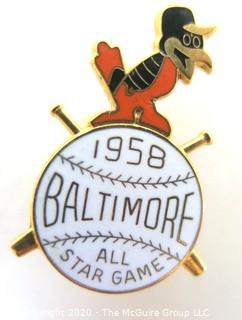 1958 Baltimore Orioles All Star Game Press Pin. Sports Baseball Memorabilia. (from the personal collection of Clifford Evans, journalist)