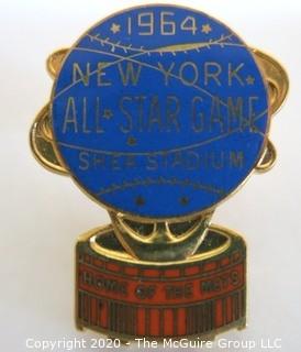 1964 All Star Game, Shea Stadium, Home of the Mets, Press Pin. Sports Baseball Memorabilia. (from the personal collection of Clifford Evans, journalist)