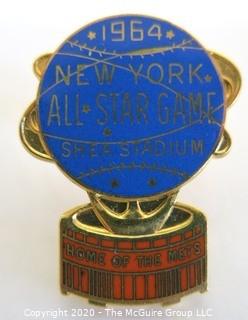 1964 All Star Game, Shea Stadium, Home of the Mets, Press Pin. Sports Baseball Memorabilia. (from the personal collection of Clifford Evans, journalist)