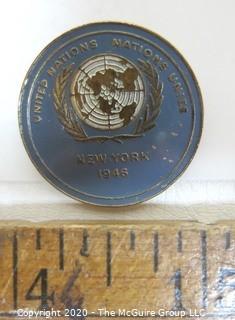 1946 United Nations Pin Back; (from the personal collection of Clifford Evans, journalist)