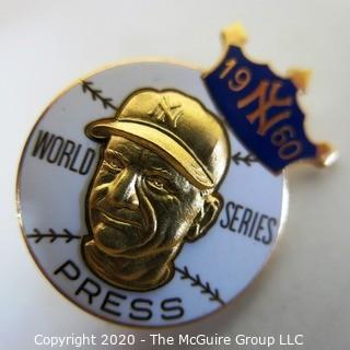 1960 New York Yankees World Series Press Pin. Sports Baseball Memorabilia. (from the personal collection of Clifford Evans, journalist)